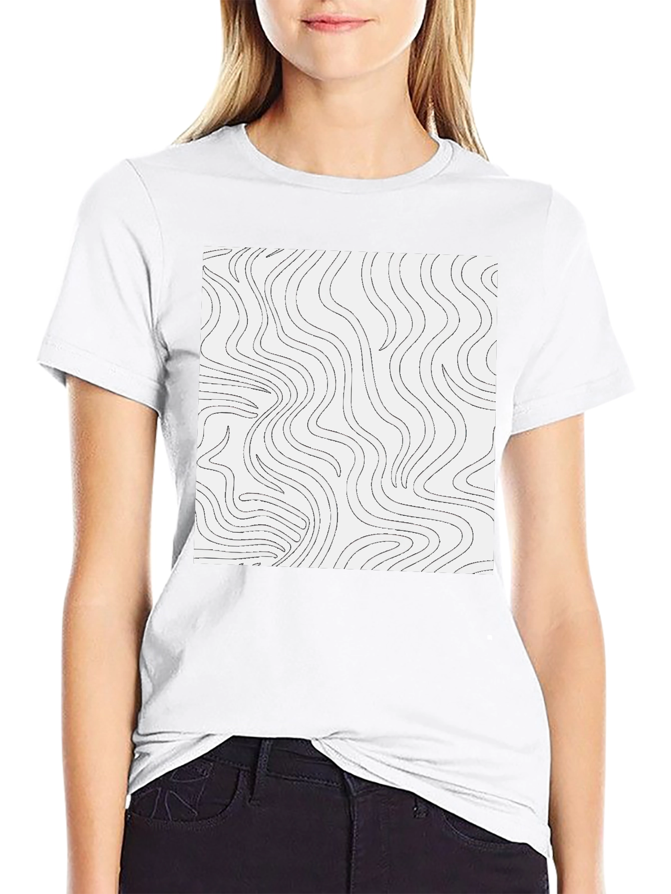 Abstract Lines Graphic Tee - Black
