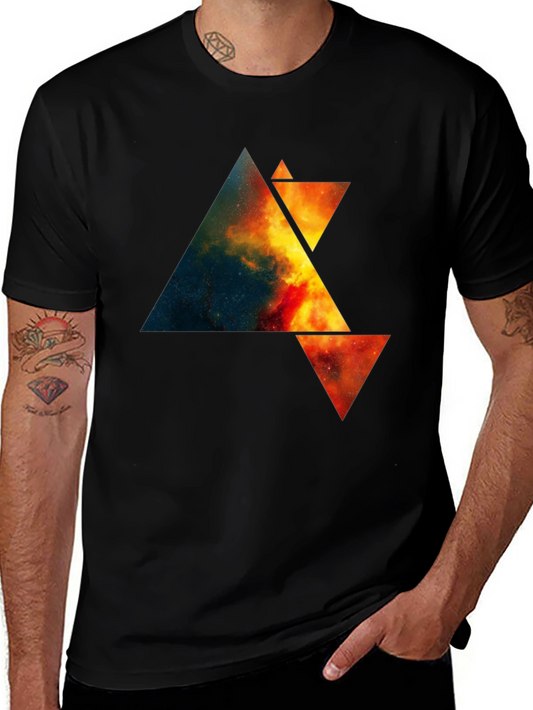 Abstract Space Triangle Graphic Tee - Black