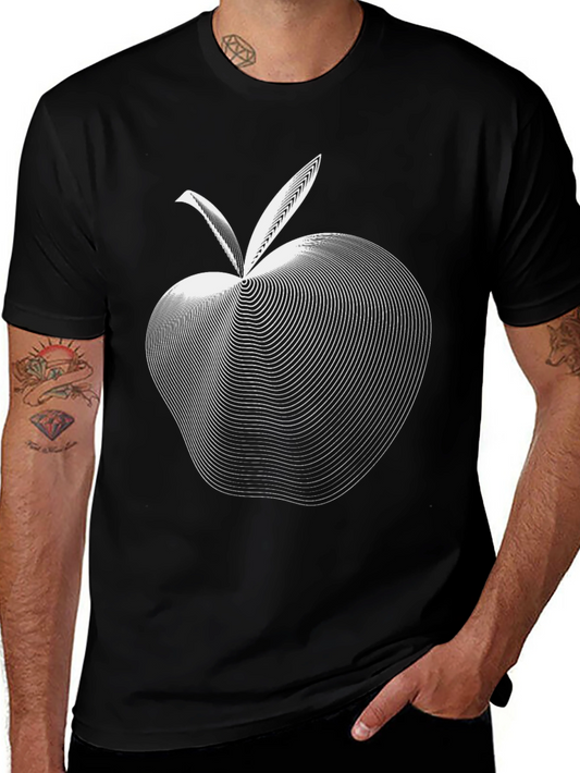 Abstract Apple Graphic Tee - Modern Black T-Shirt