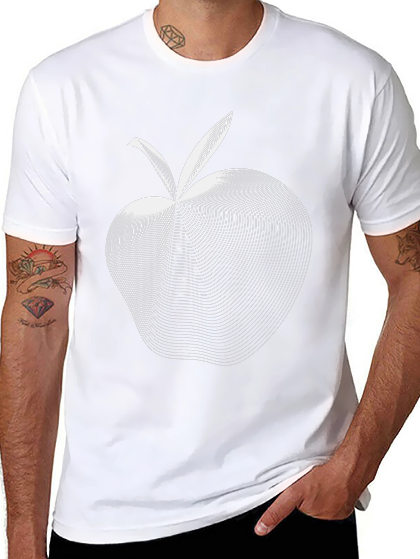 Abstract Apple Graphic Tee - Modern Black T-Shirt