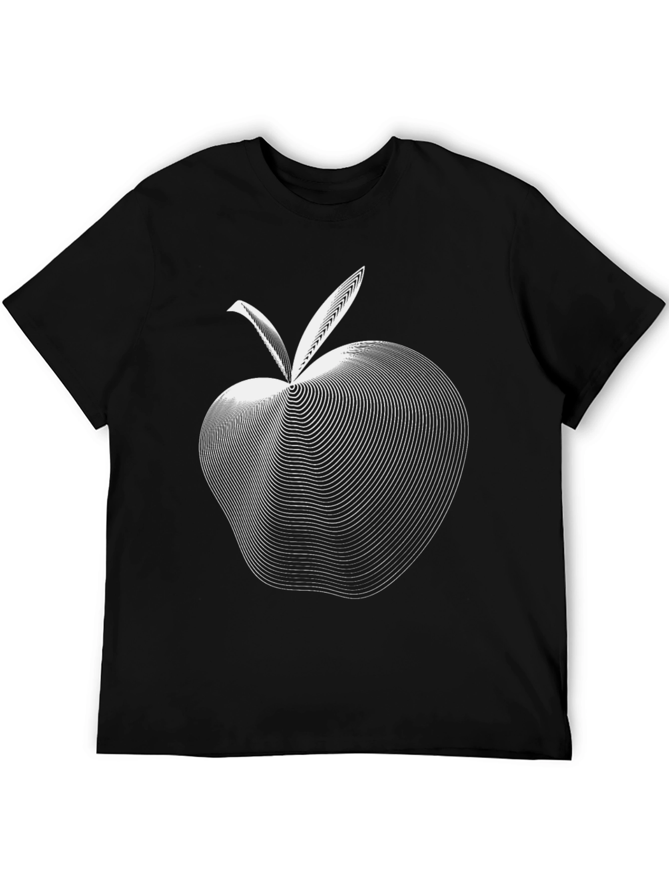 Abstract Apple Graphic Tee - Modern Black T-Shirt