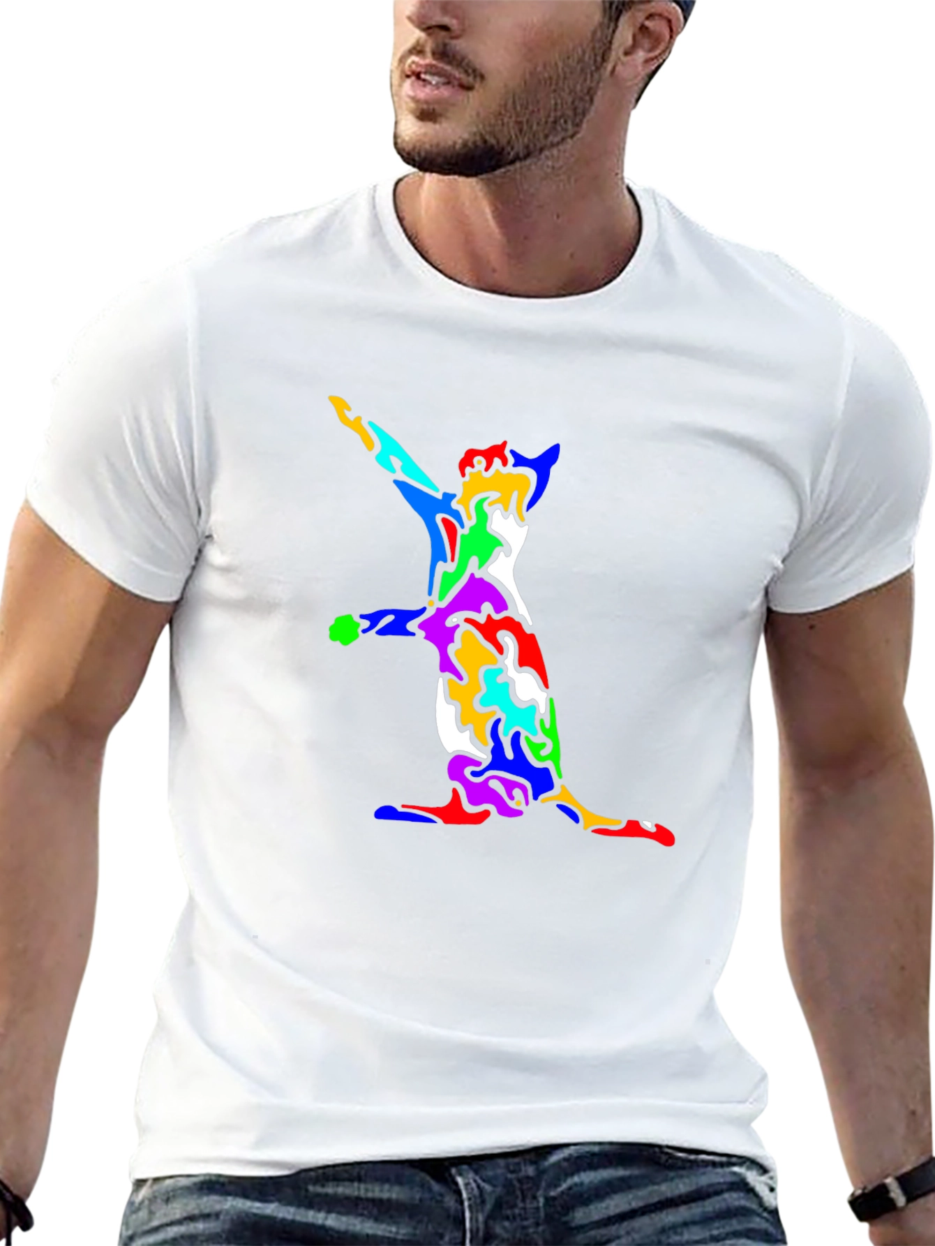 Abstract Cat Print Black T-Shirt