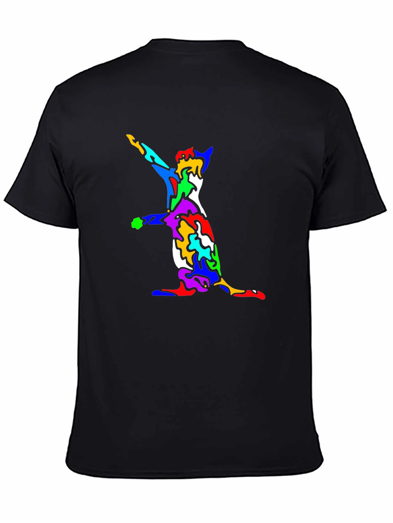 Abstract Cat Print Black T-Shirt