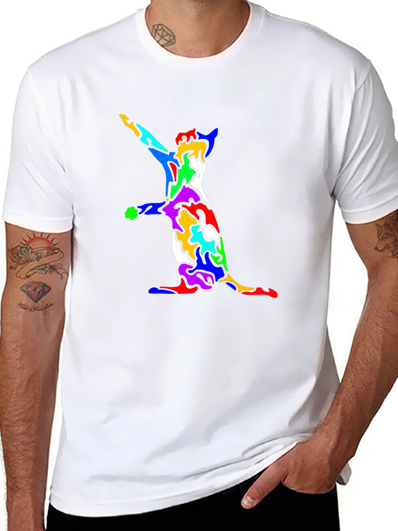 Abstract Cat Print Black T-Shirt