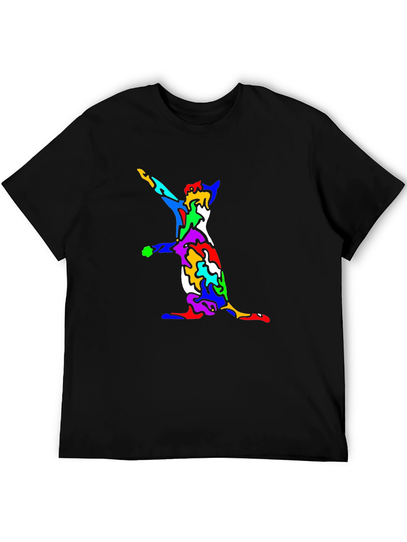 Abstract Cat Print Black T-Shirt