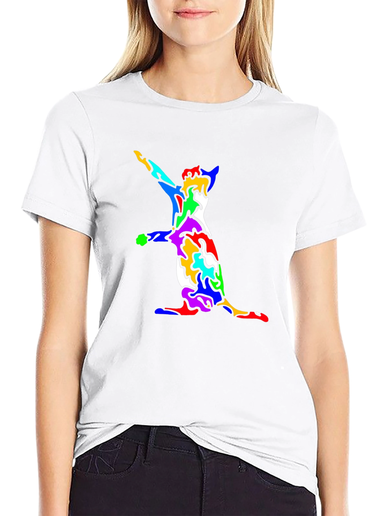 Abstract Cat Print Black T-Shirt