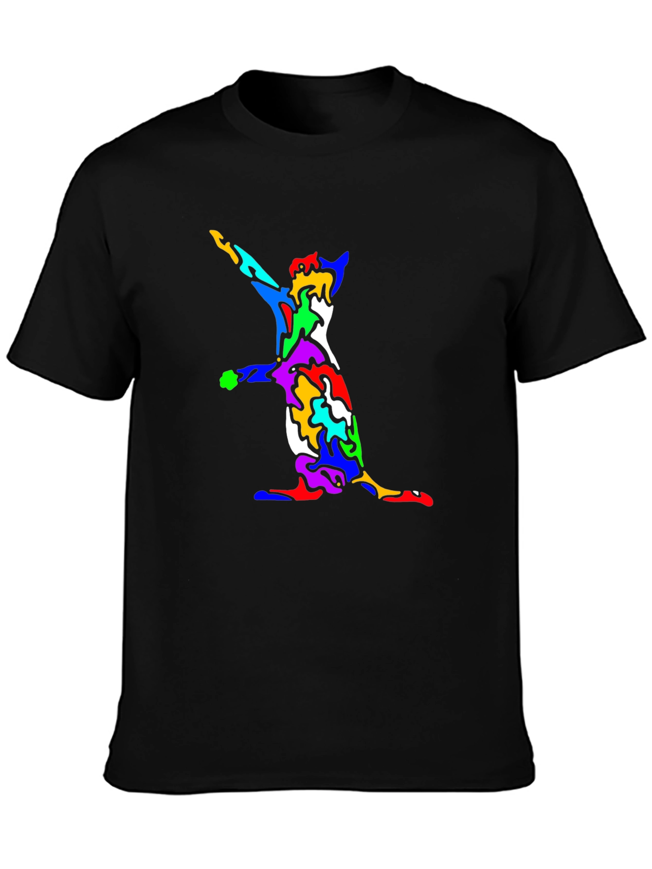 Abstract Cat Print Black T-Shirt