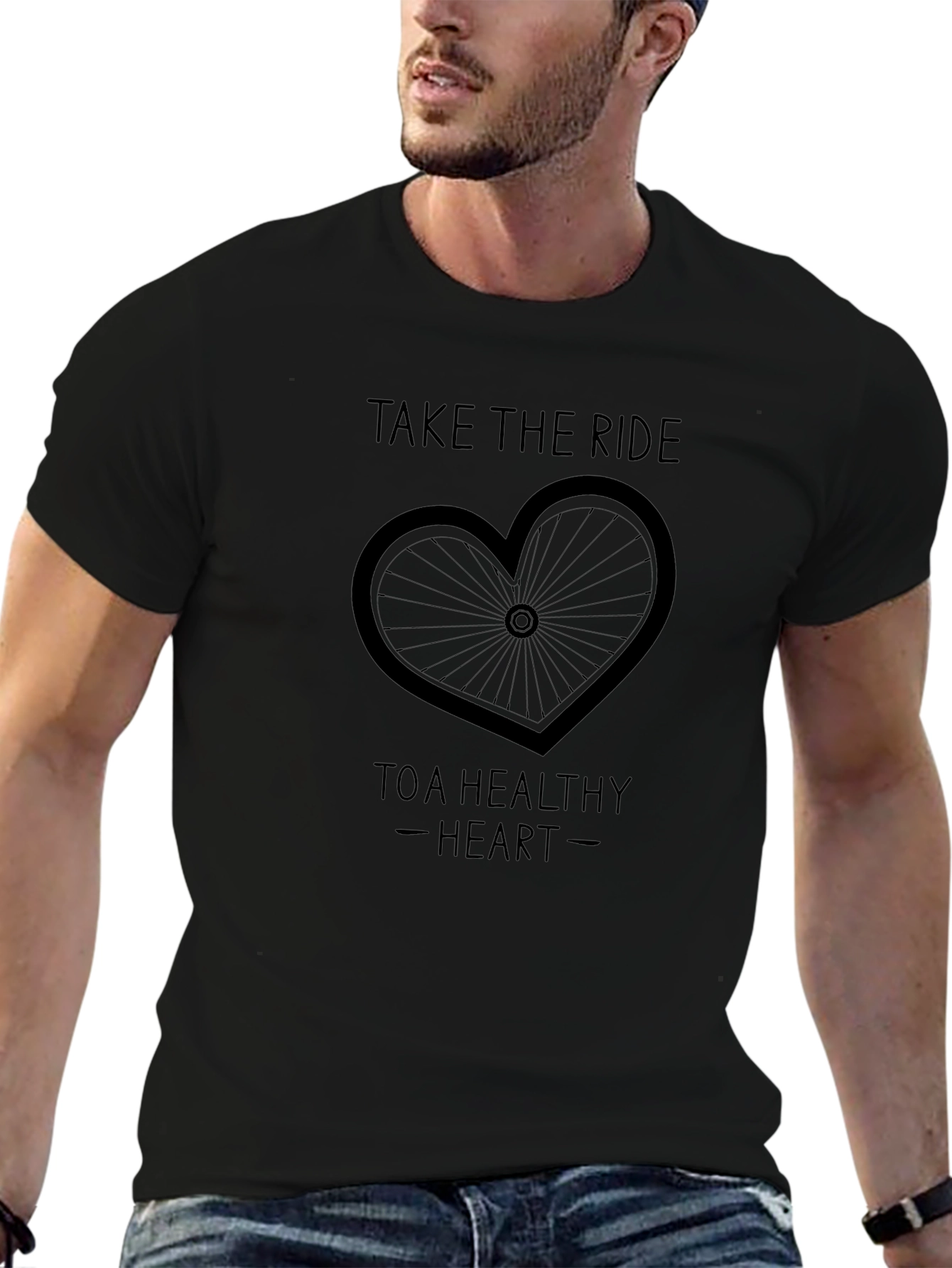 Take the Ride to a Healthy Heart Black T-Shirt