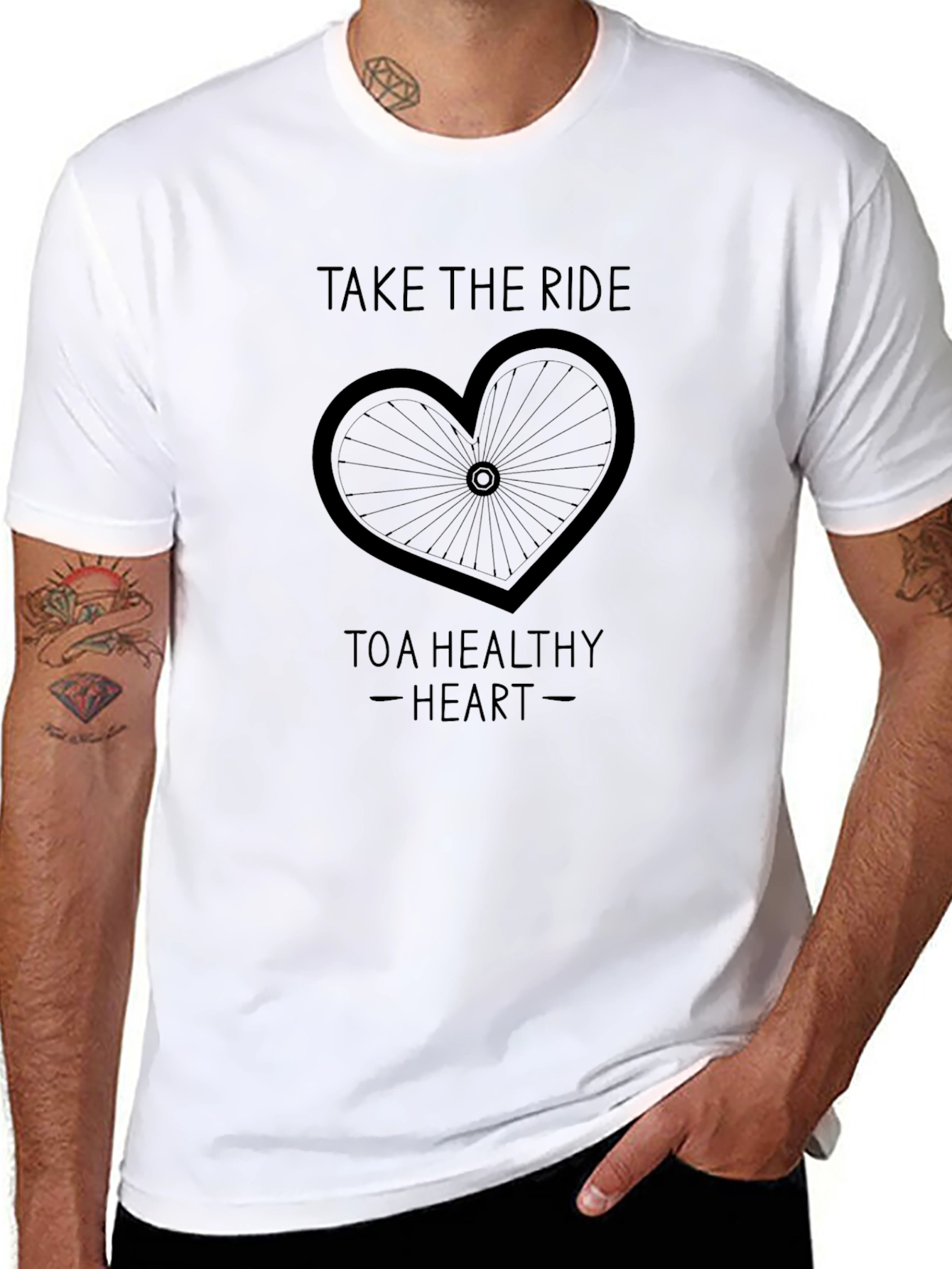 Take the Ride to a Healthy Heart Black T-Shirt