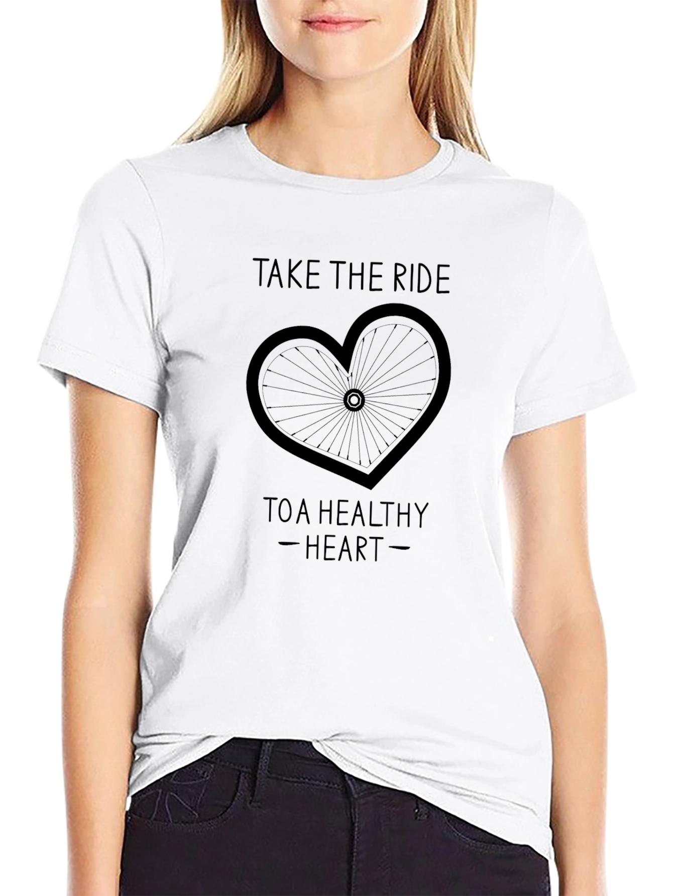 Take the Ride to a Healthy Heart Black T-Shirt