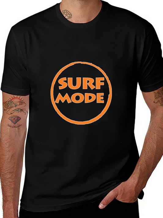 Surf Mode Graphic Tee - Black Cotton T-Shirt