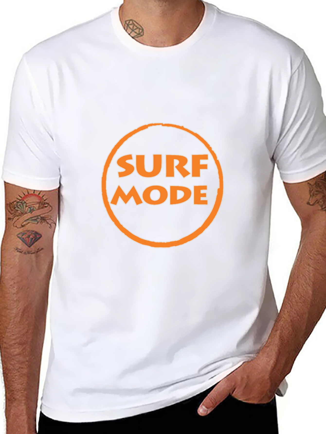 Surf Mode Graphic Tee - Black Cotton T-Shirt