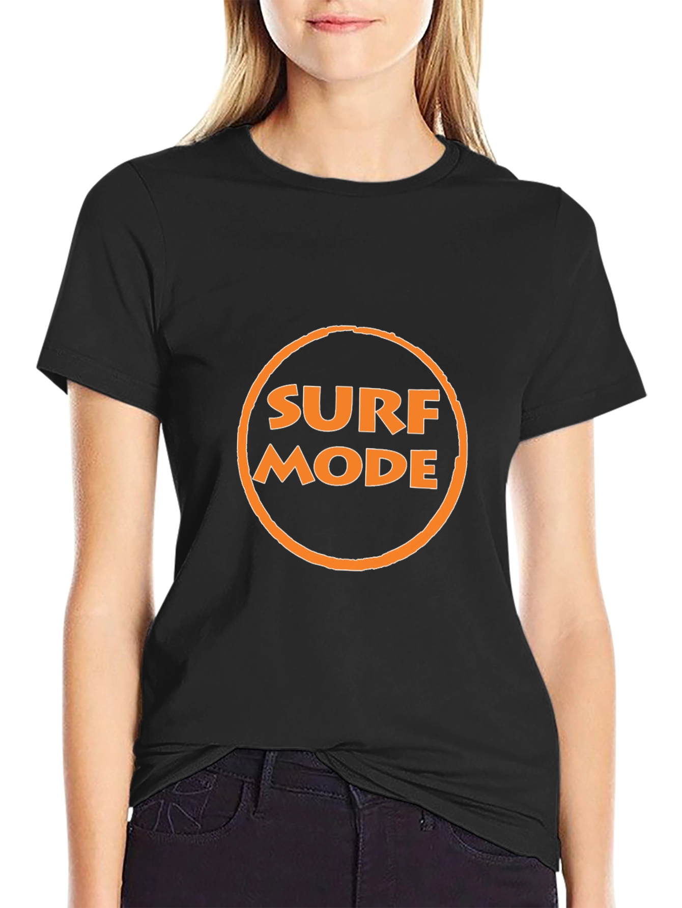 Surf Mode Graphic Tee - Black Cotton T-Shirt