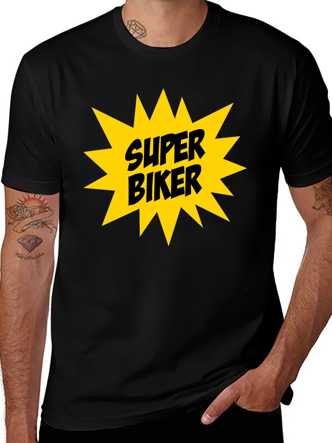 Super Biker Graphic Tee - Bold Black T-Shirt