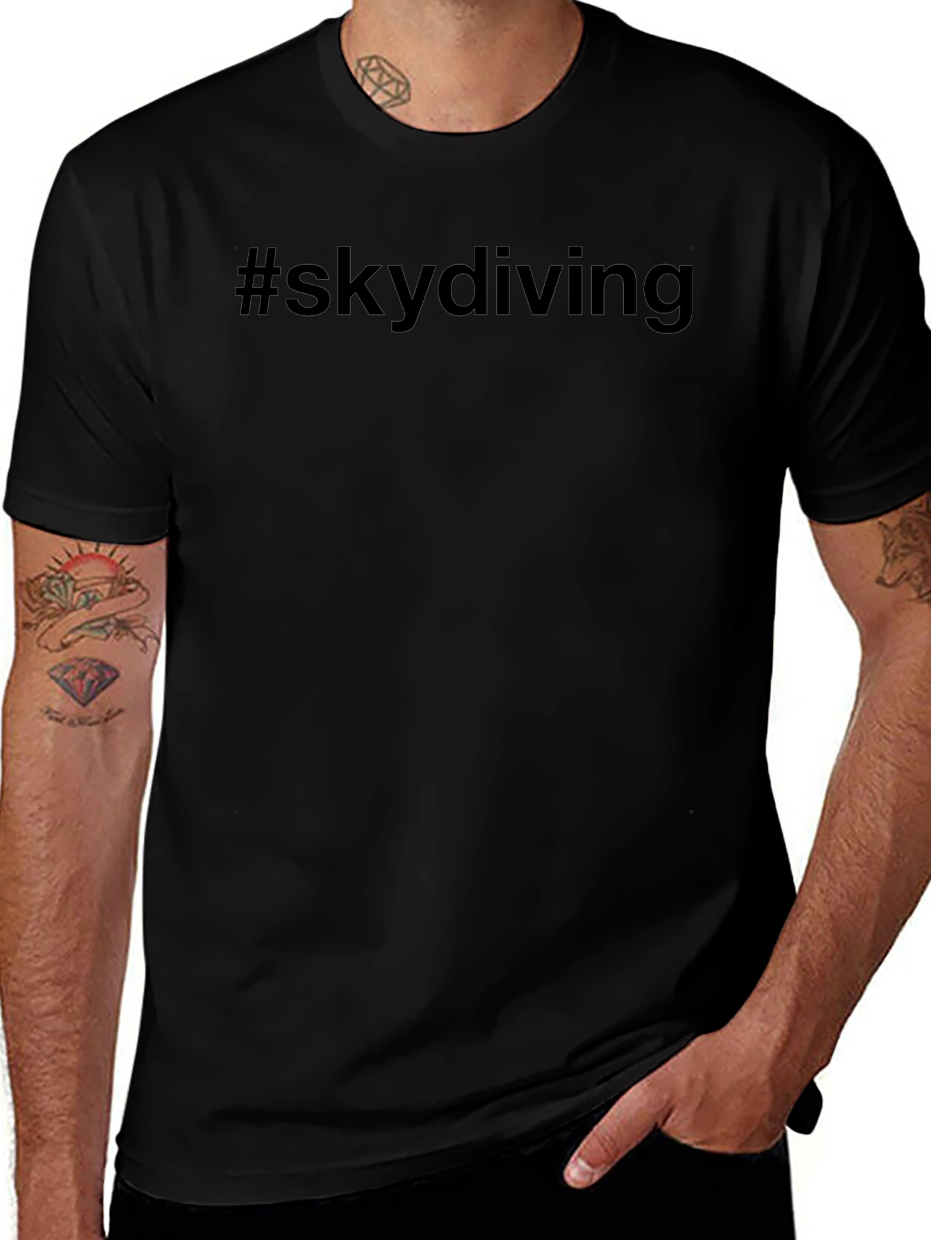 #skydiving Graphic Tee - Black Cotton Casual T-Shirt
