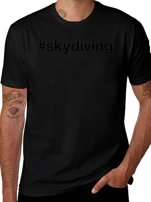 #skydiving Graphic Tee - Black Cotton Casual T-Shirt