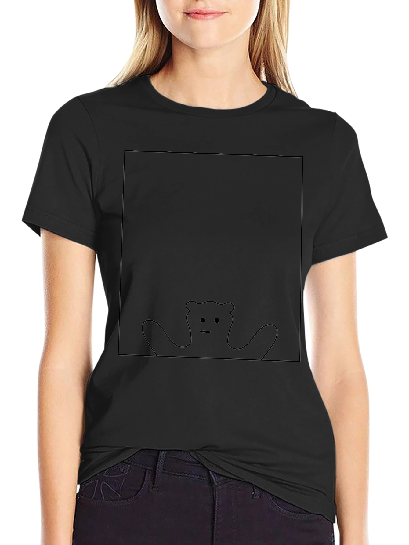 Abstract Bear Graphic Tee - Black