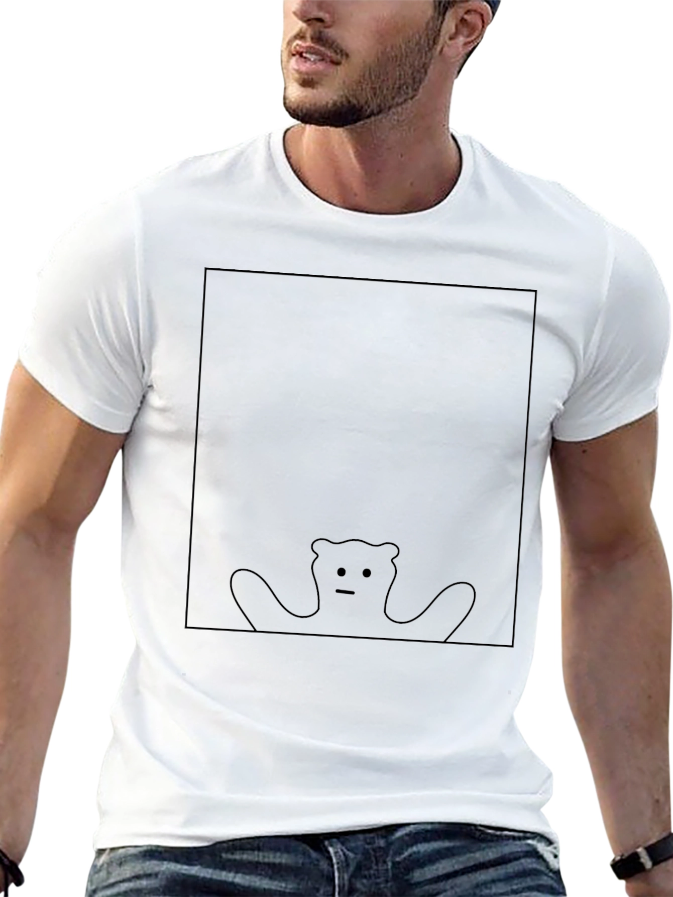 Abstract Bear Graphic Tee - Black