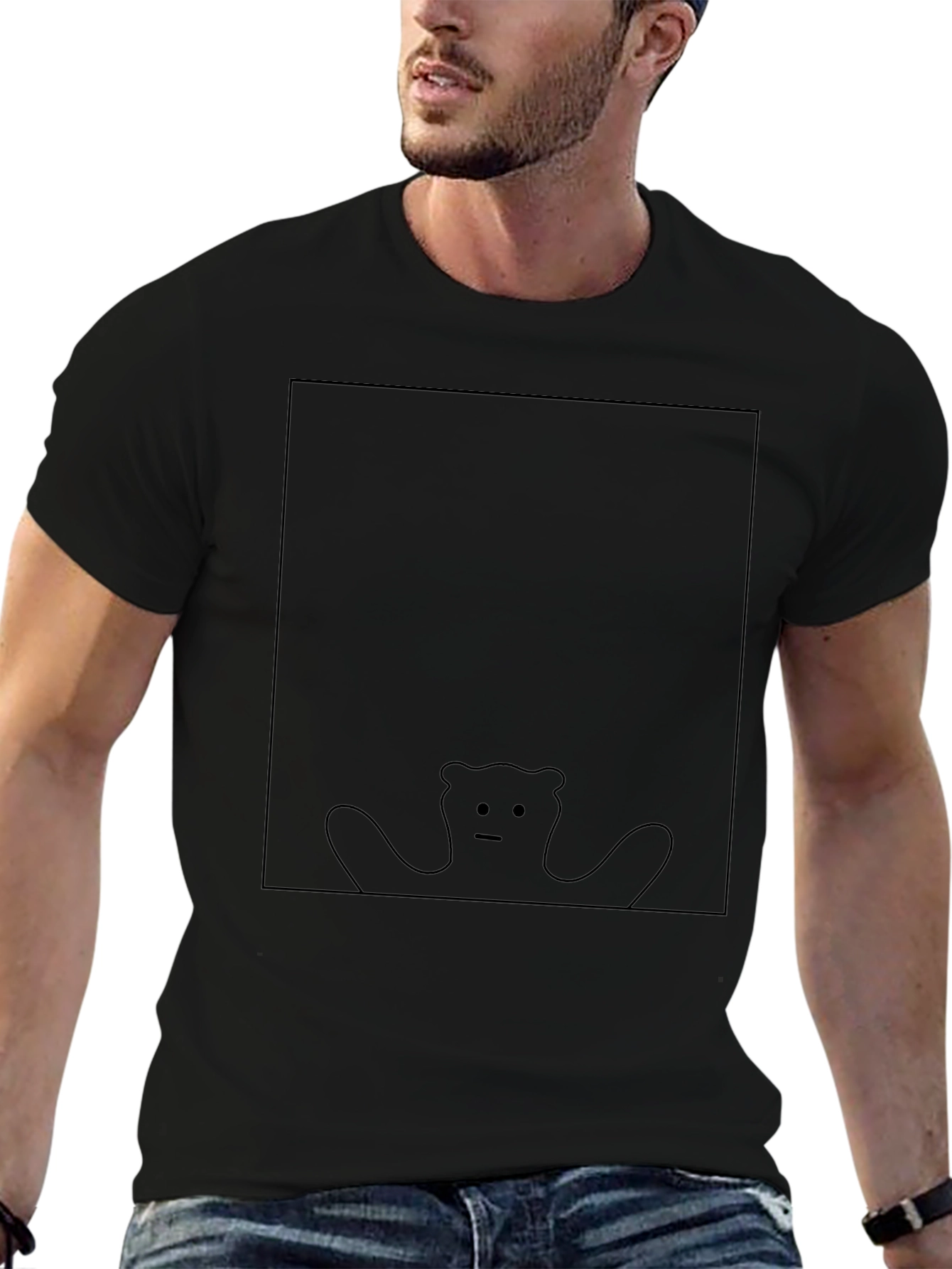Abstract Bear Graphic Tee - Black