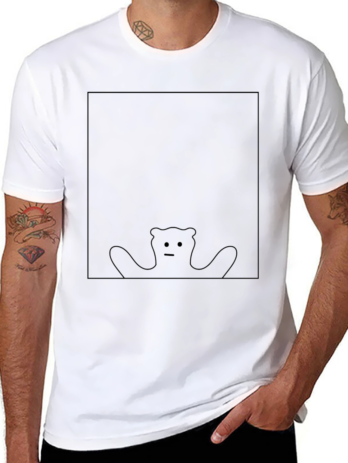 Abstract Bear Graphic Tee - Black