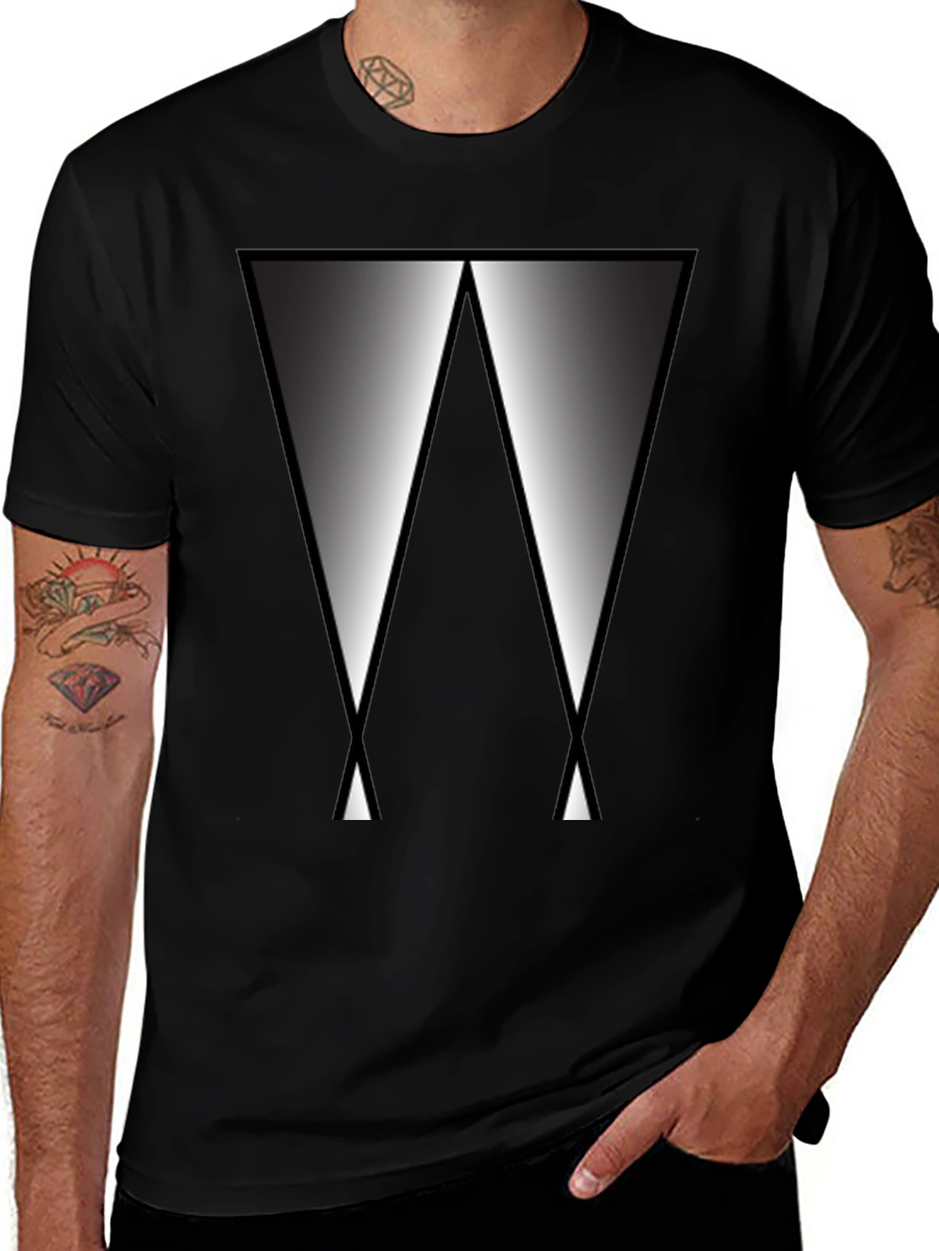 Abstract Triangle Graphic Tee - Modern Black T-Shirt