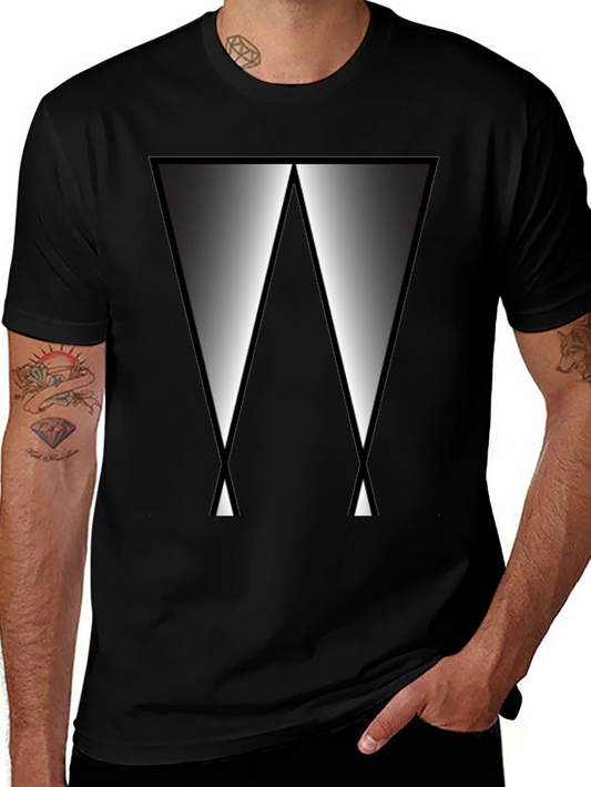 Abstract Triangle Graphic Tee - Modern Black T-Shirt