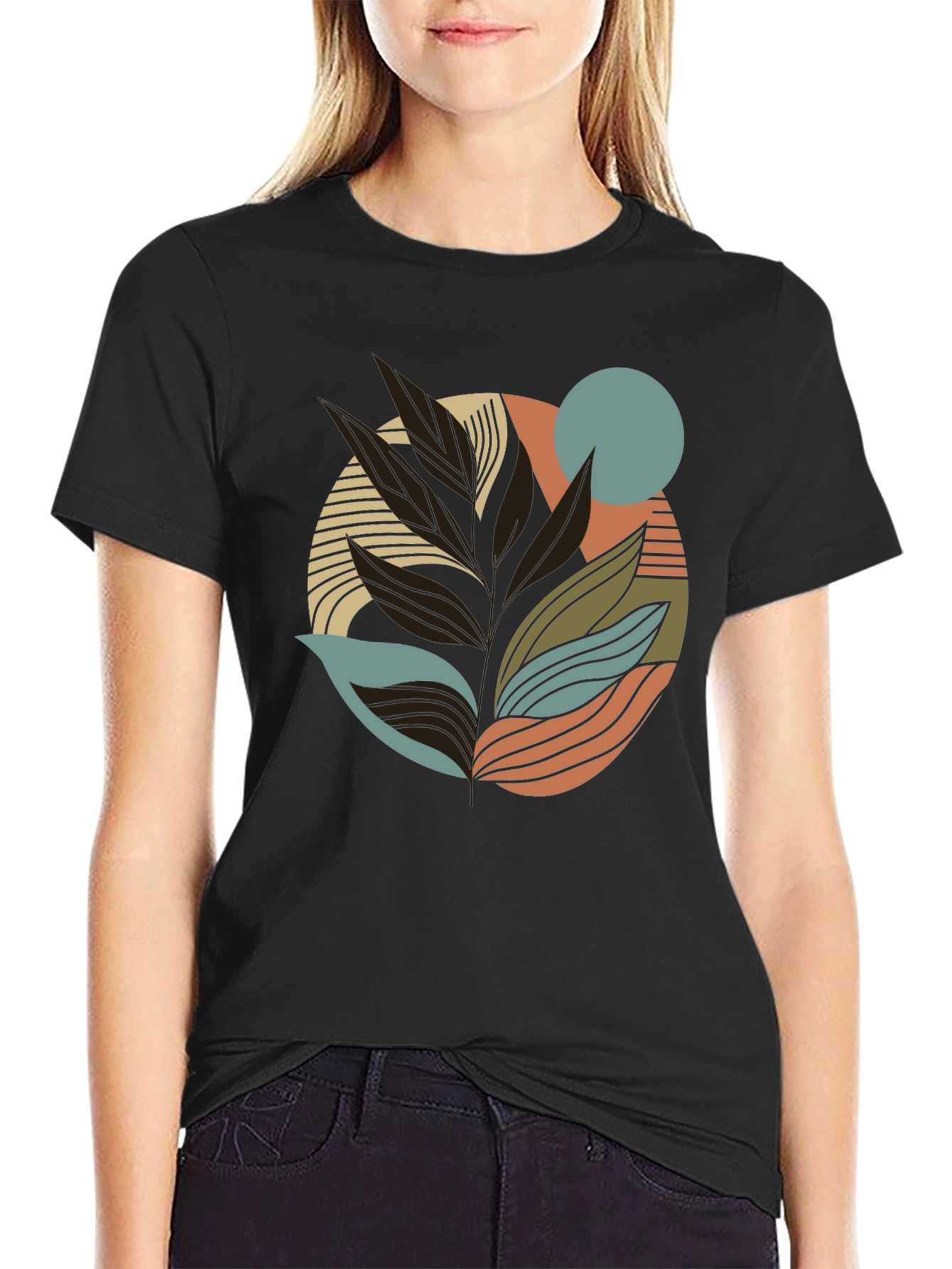Abstract Leaf Graphic Print Tee
