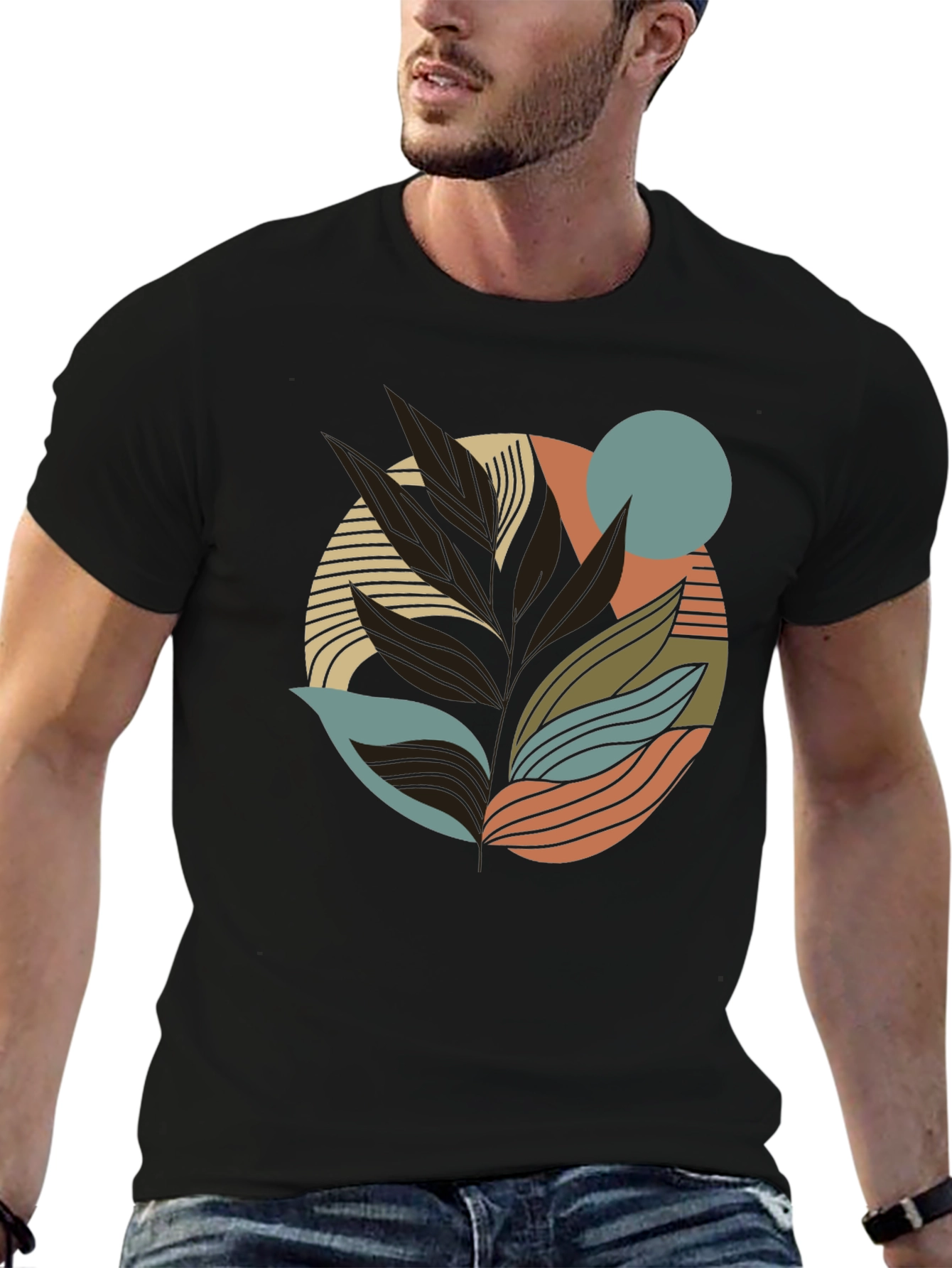Abstract Leaf Graphic Print Tee