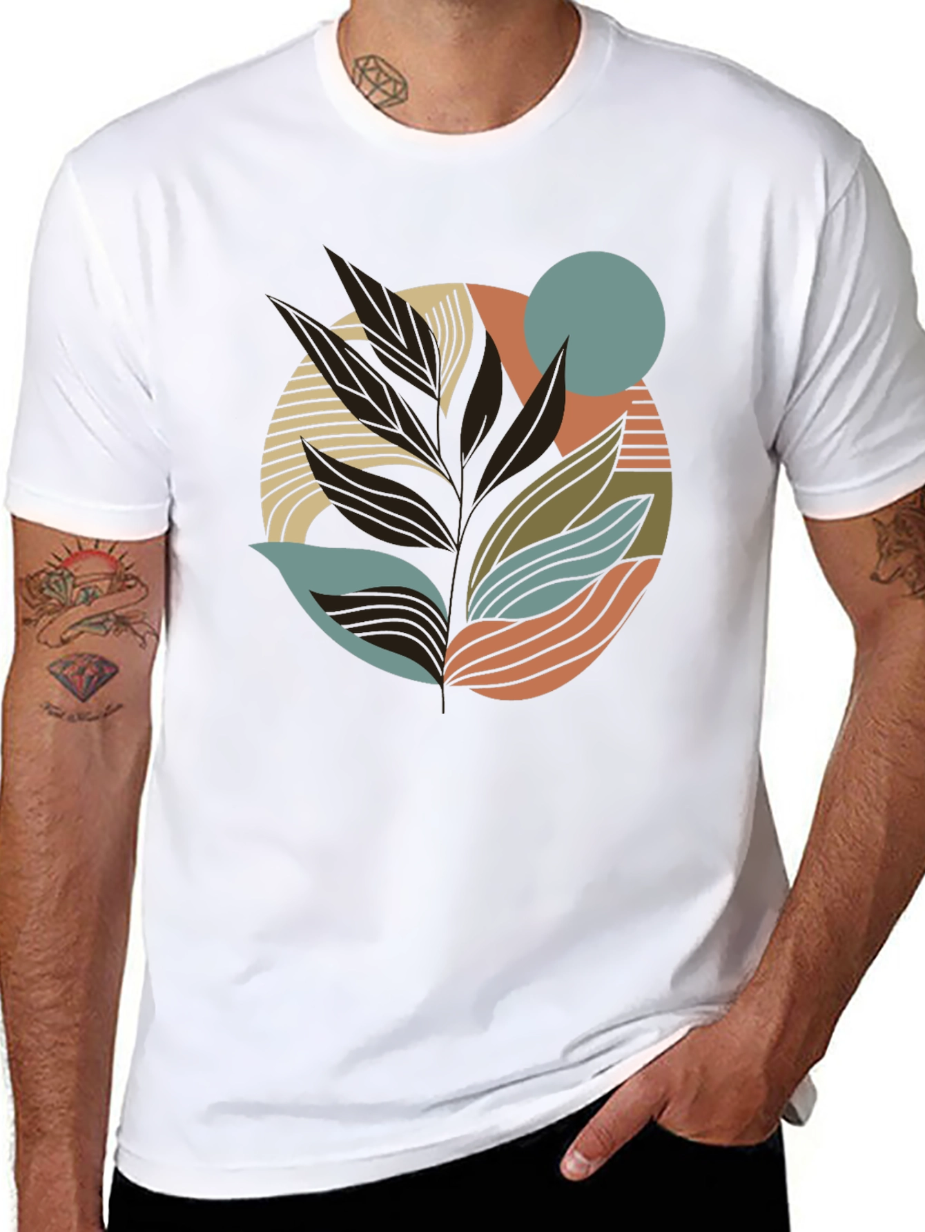 Abstract Leaf Graphic Print Tee