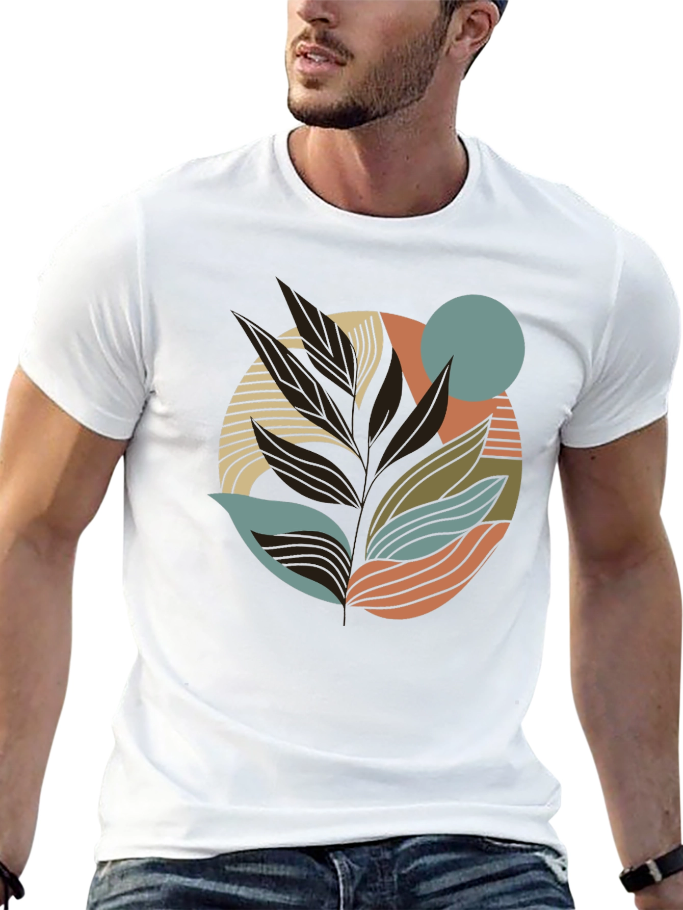 Abstract Leaf Graphic Print Tee