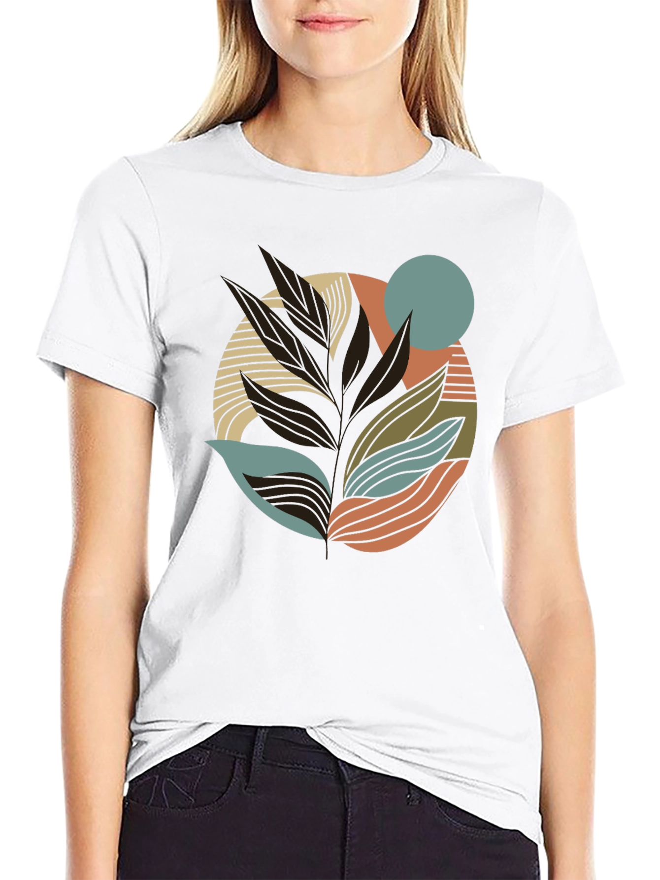Abstract Leaf Graphic Print Tee