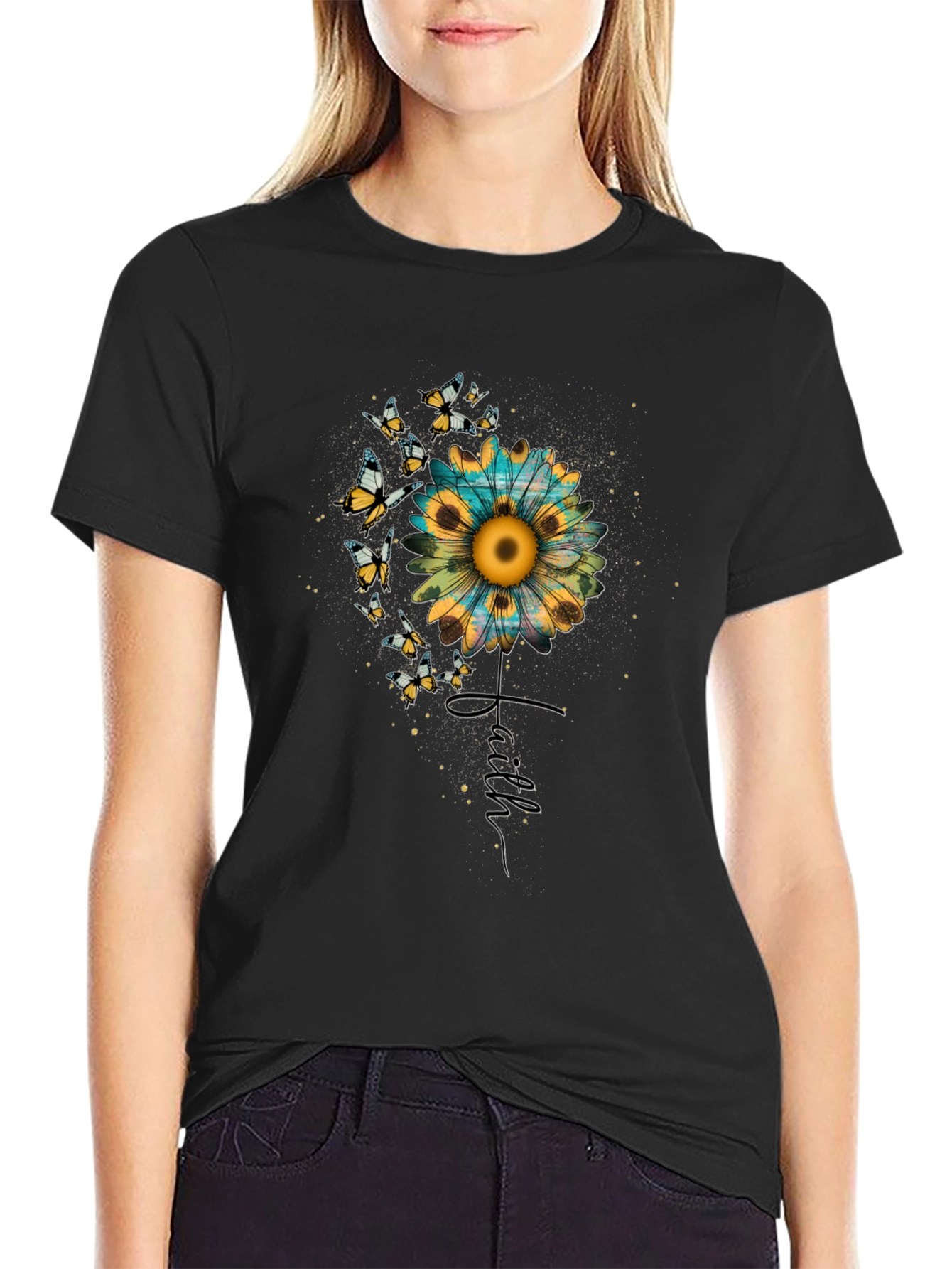 Sunflower Faith Butterfly Graphic Tee