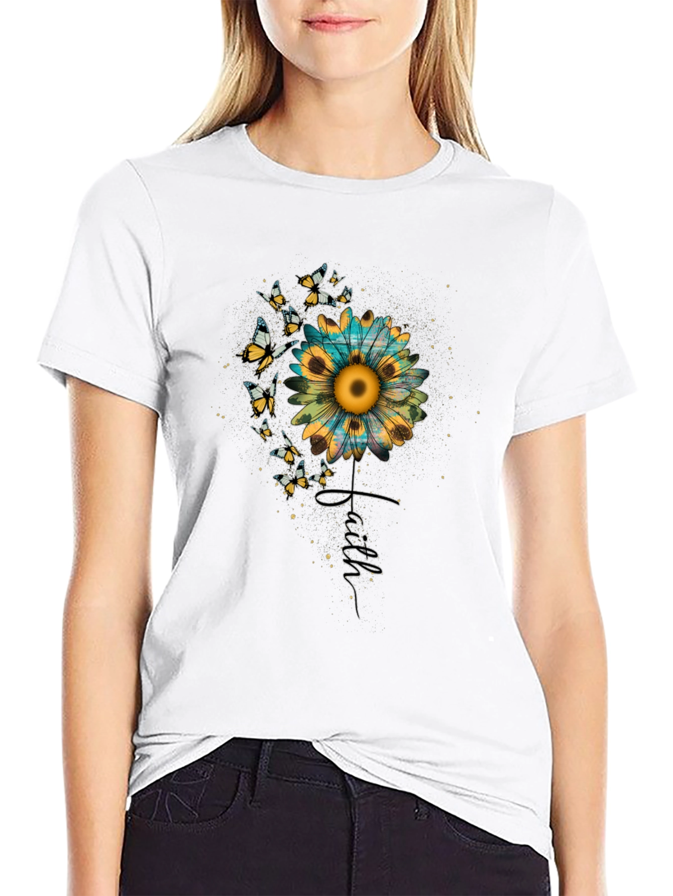 Sunflower Faith Butterfly Graphic Tee