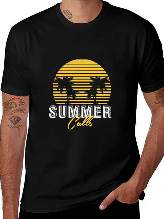 Summer Calls Graphic Tee - Black Cotton T-Shirt