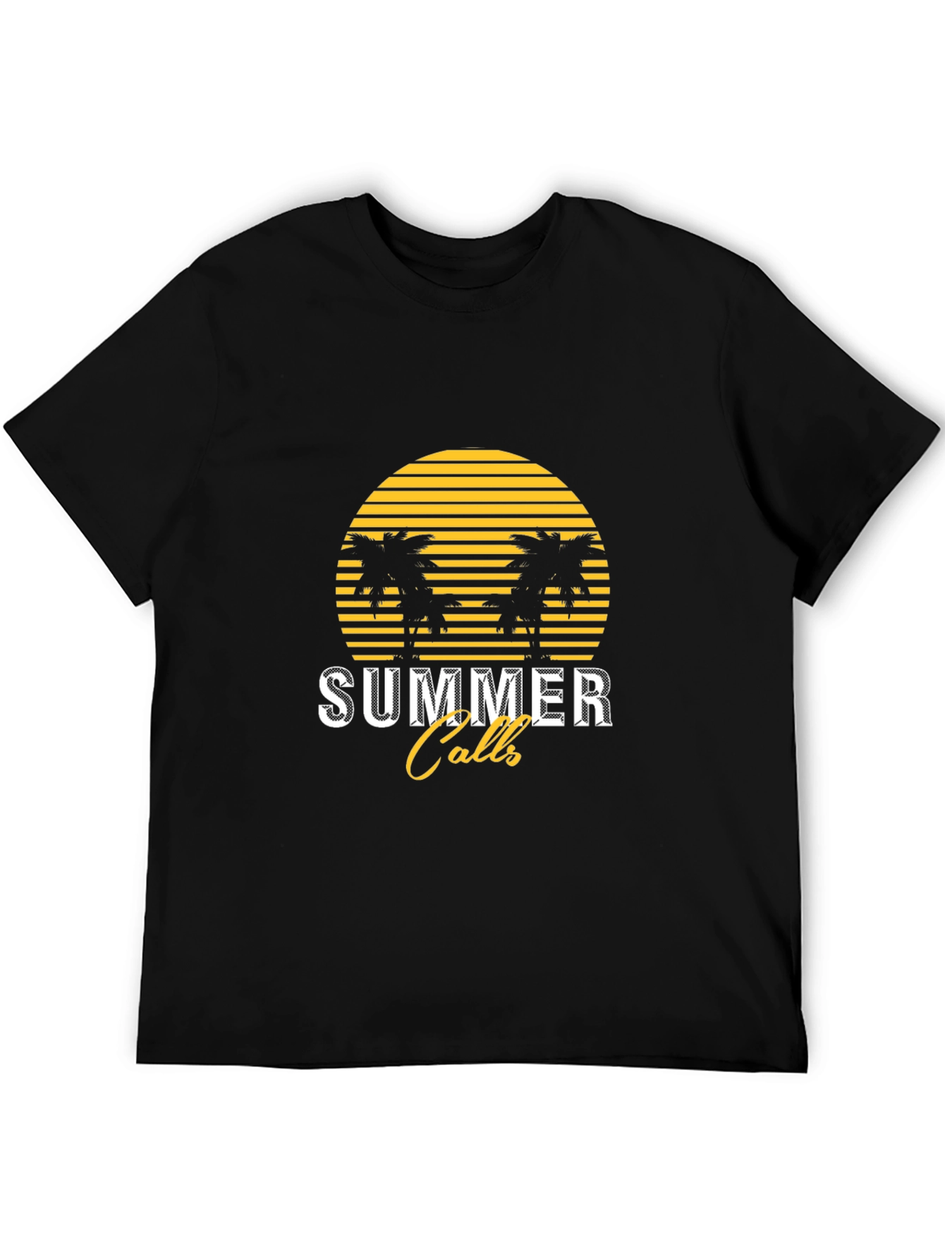 Summer Calls Graphic Tee - Black Cotton T-Shirt