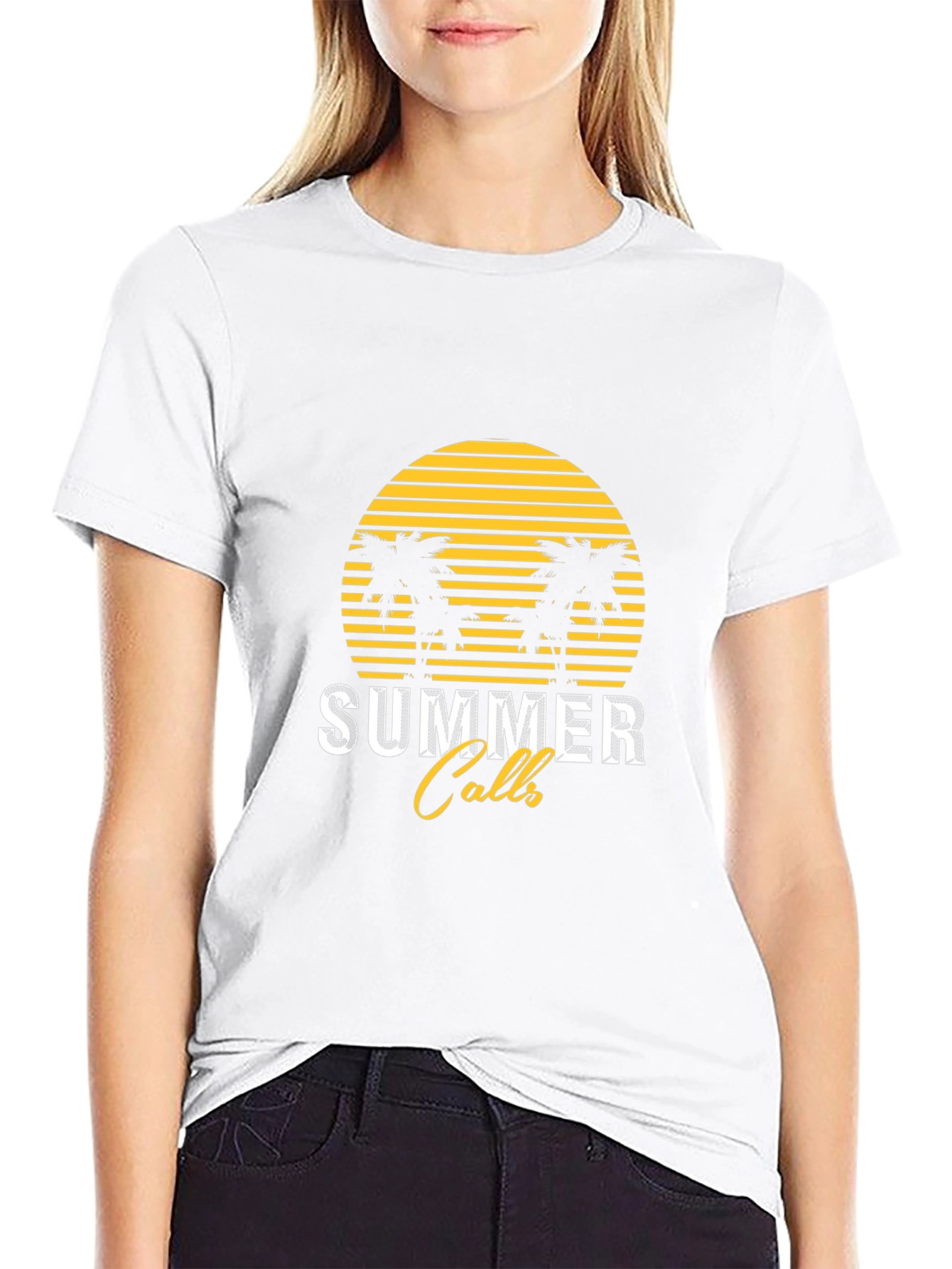 Summer Calls Graphic Tee - Black Cotton T-Shirt