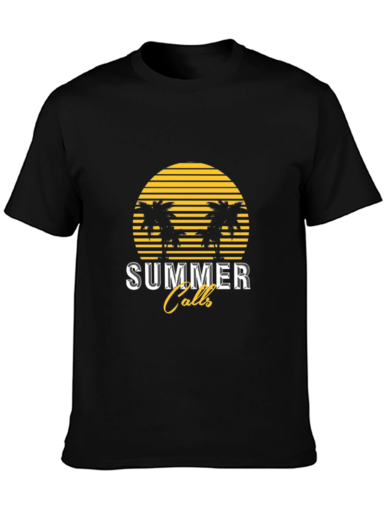 Summer Calls Graphic Tee - Black Cotton T-Shirt