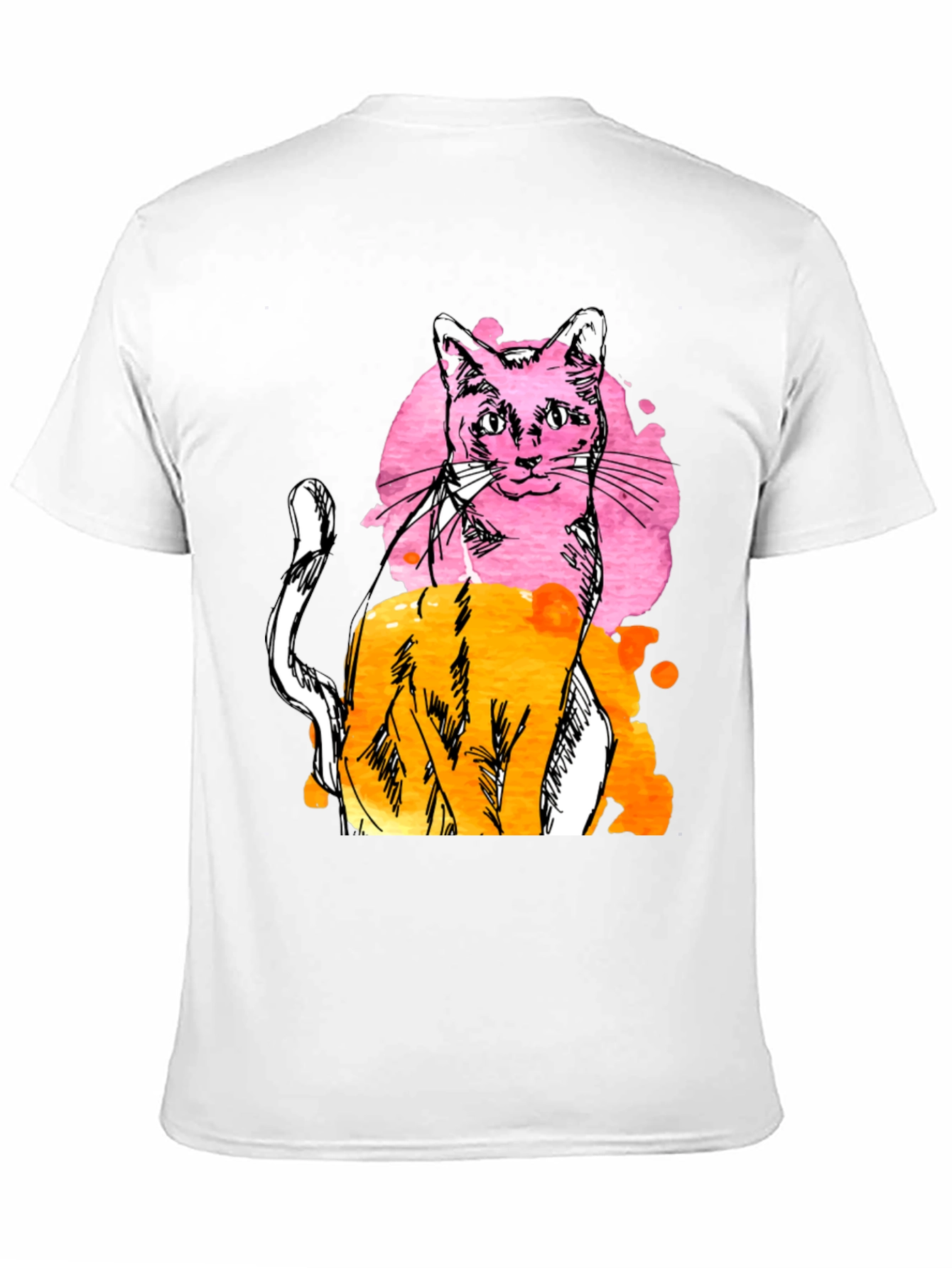 Abstract Cat Graphic Mens Black T-Shirt