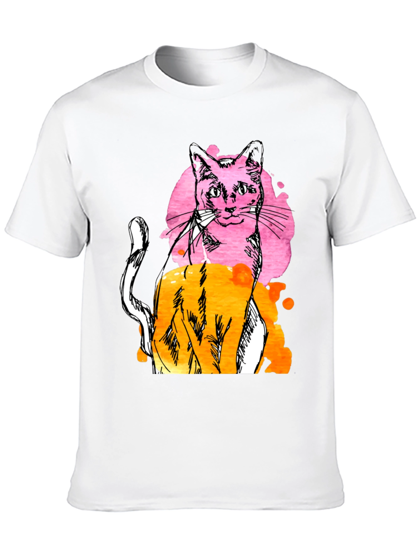 Abstract Cat Graphic Mens Black T-Shirt