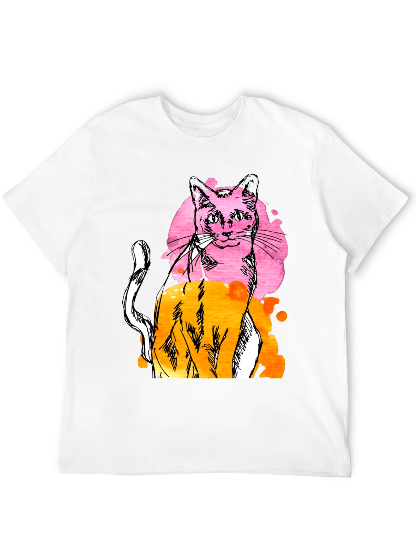Abstract Cat Graphic Mens Black T-Shirt