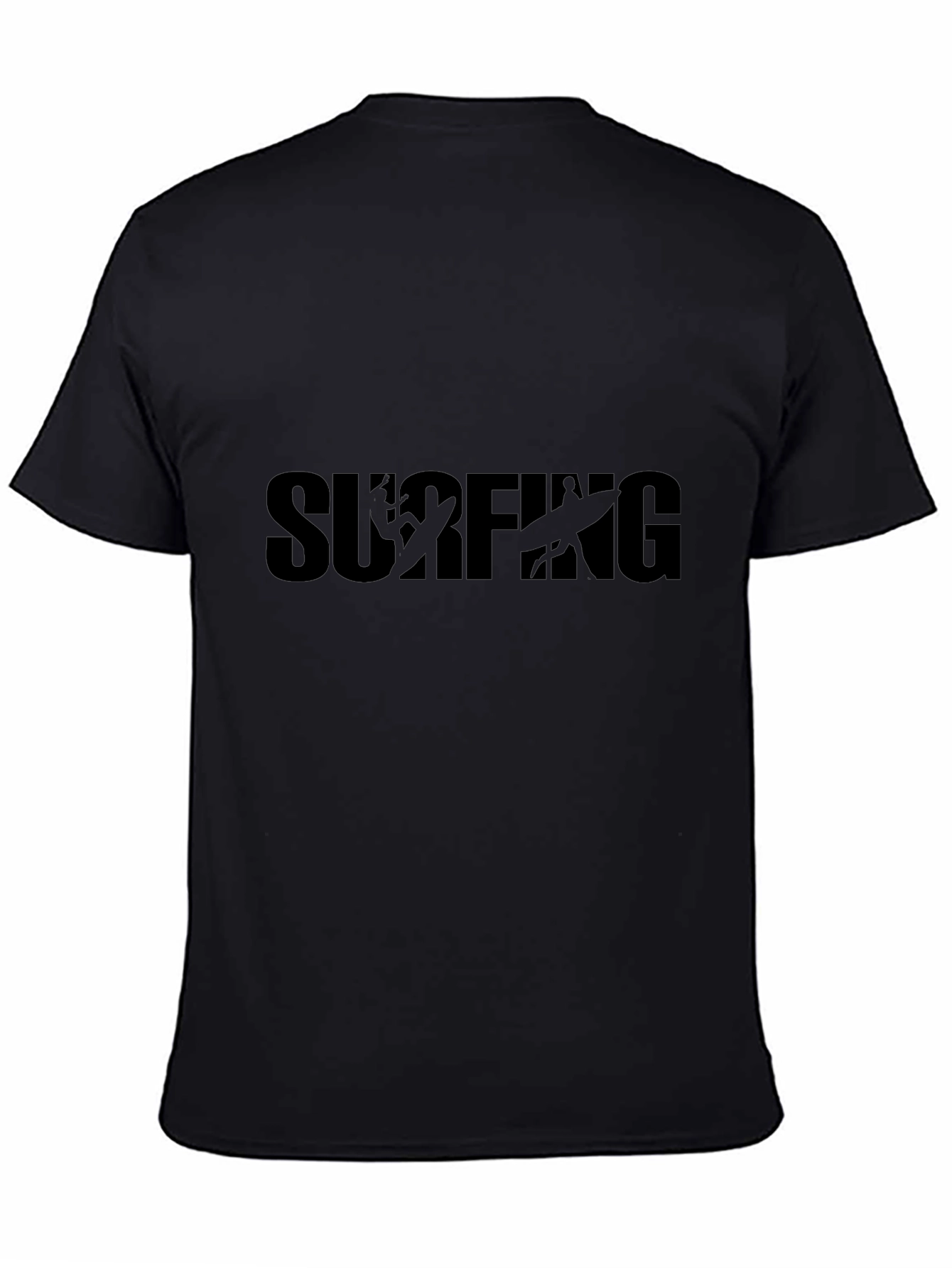 Surfing Graphic Tee - Black Cotton T-Shirt
