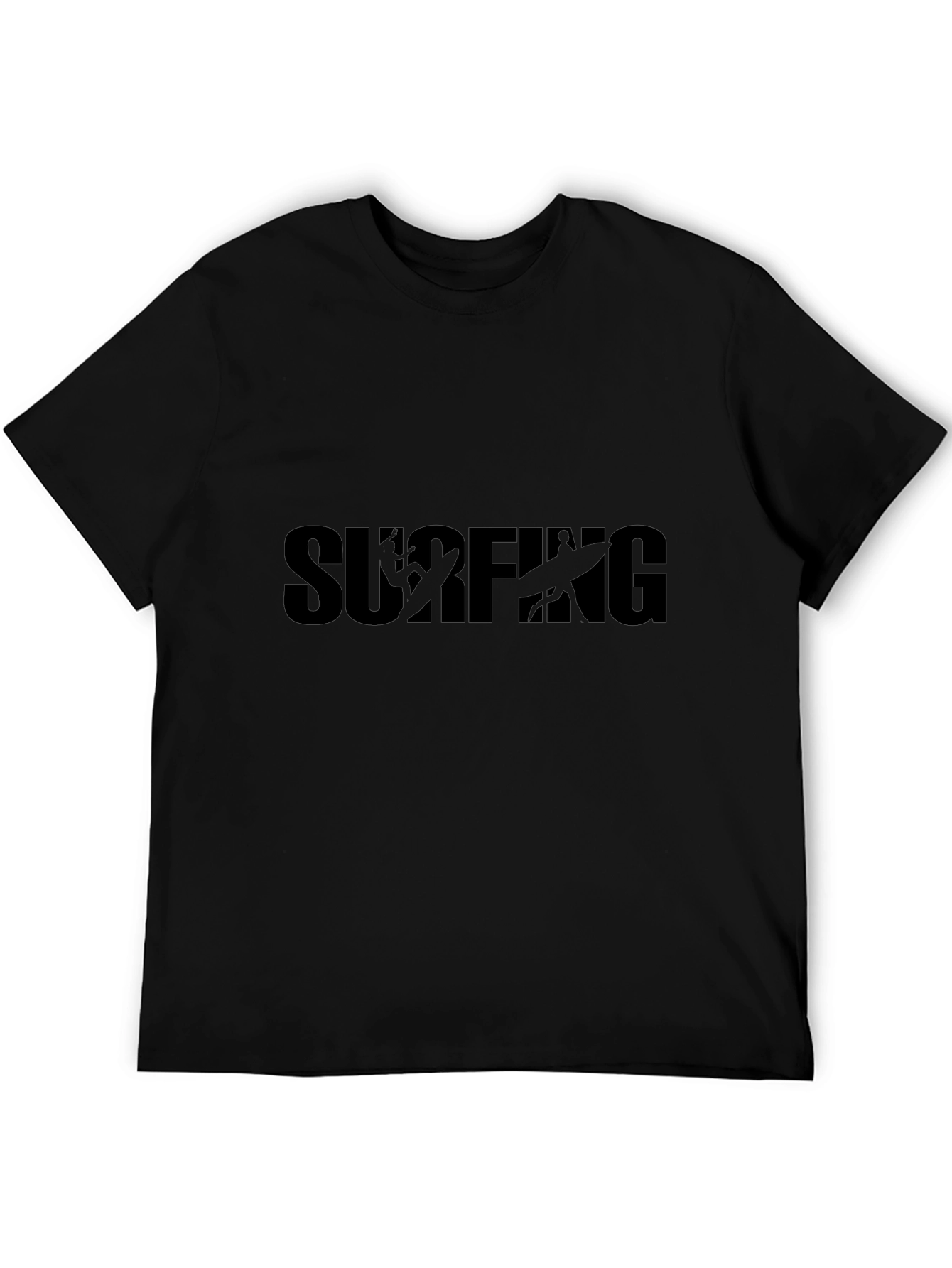 Surfing Graphic Tee - Black Cotton T-Shirt
