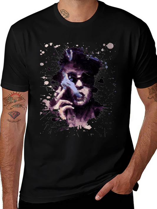 Abstract Portrait Graphic Tee - Black Casual Shirt