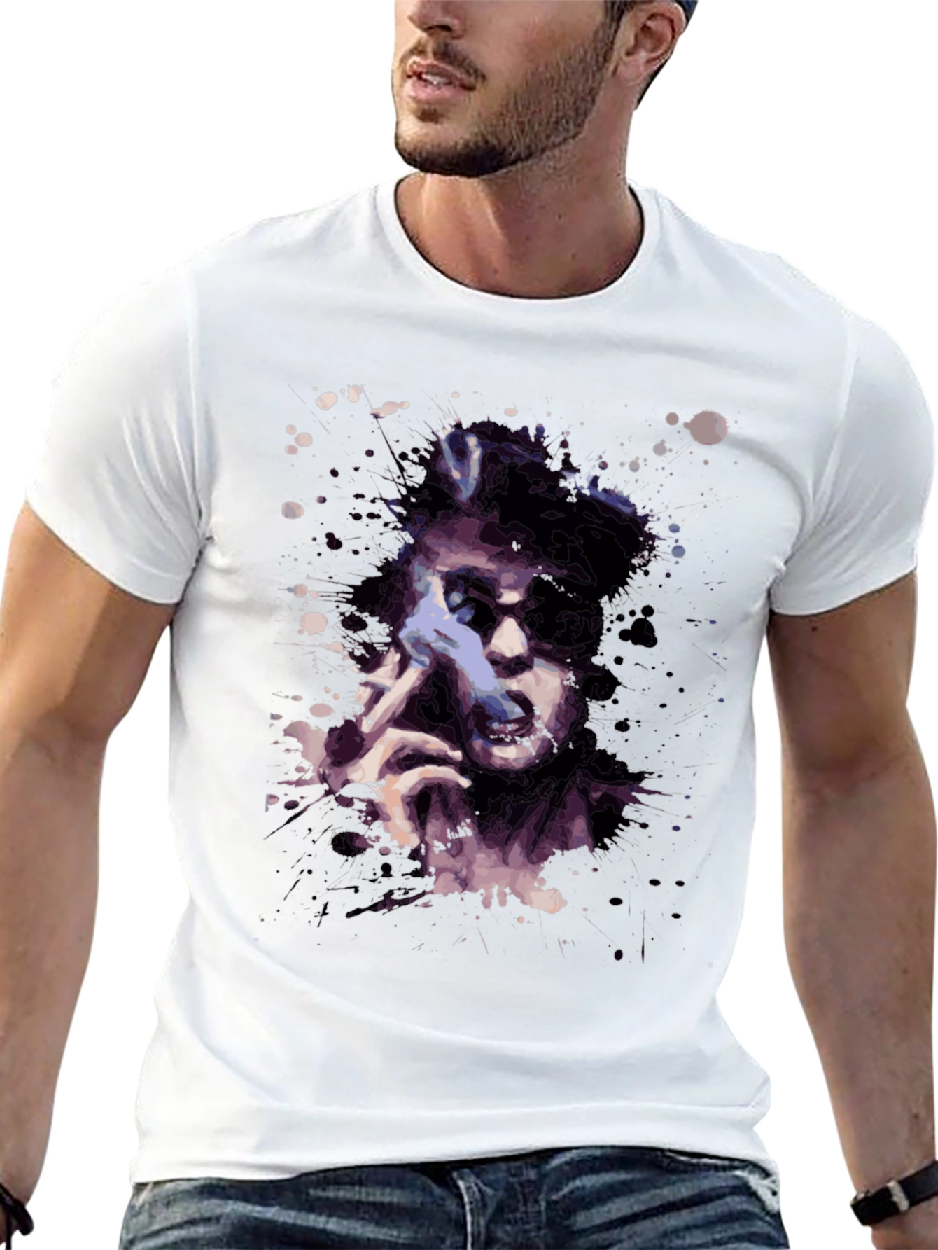 Abstract Portrait Graphic Tee - Black Casual Shirt
