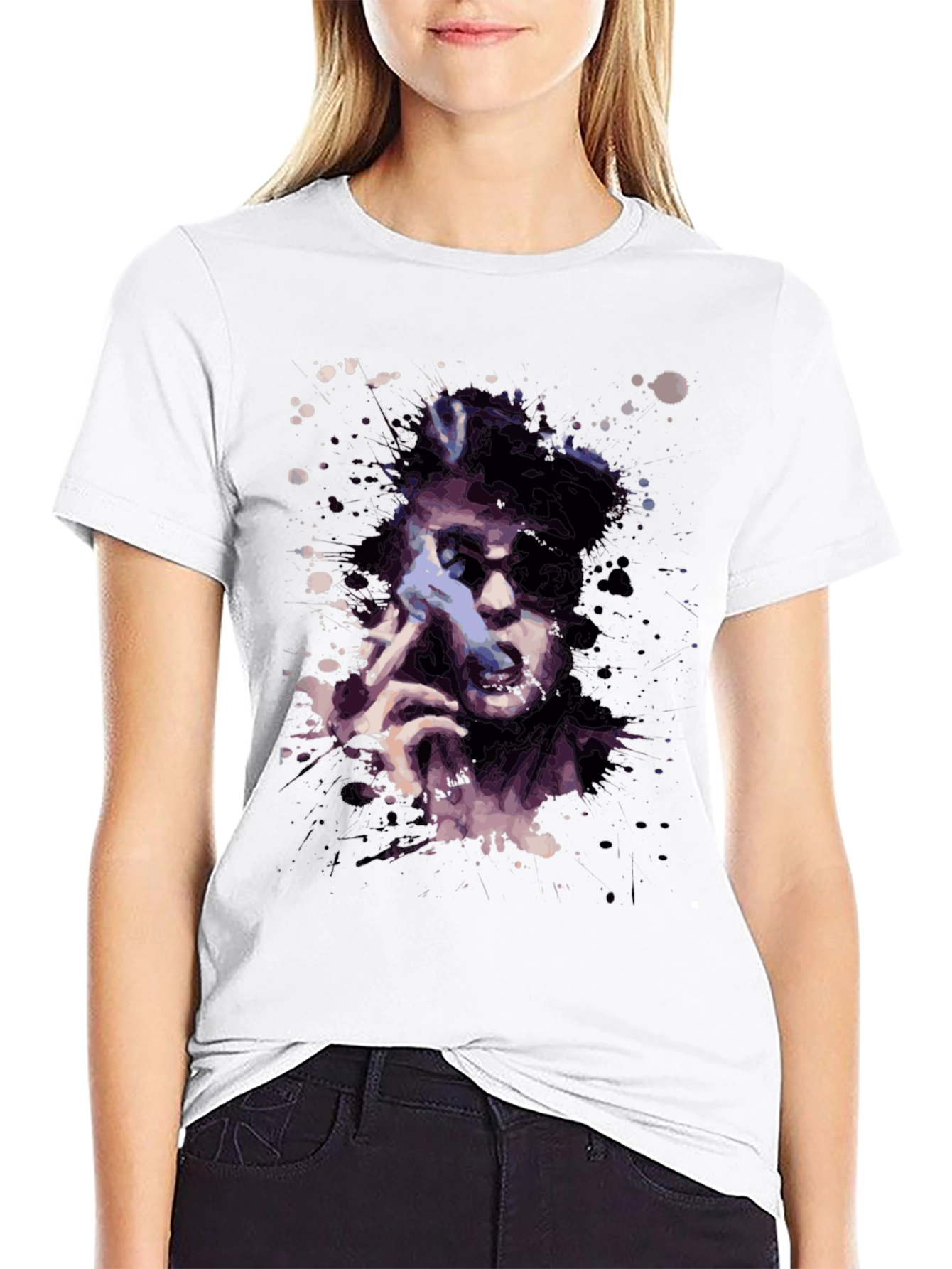 Abstract Portrait Graphic Tee - Black Casual Shirt