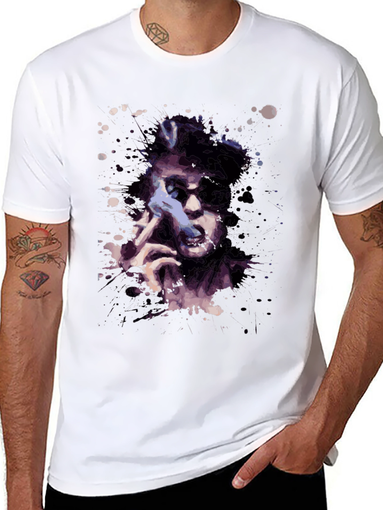 Abstract Portrait Graphic Tee - Black Casual Shirt