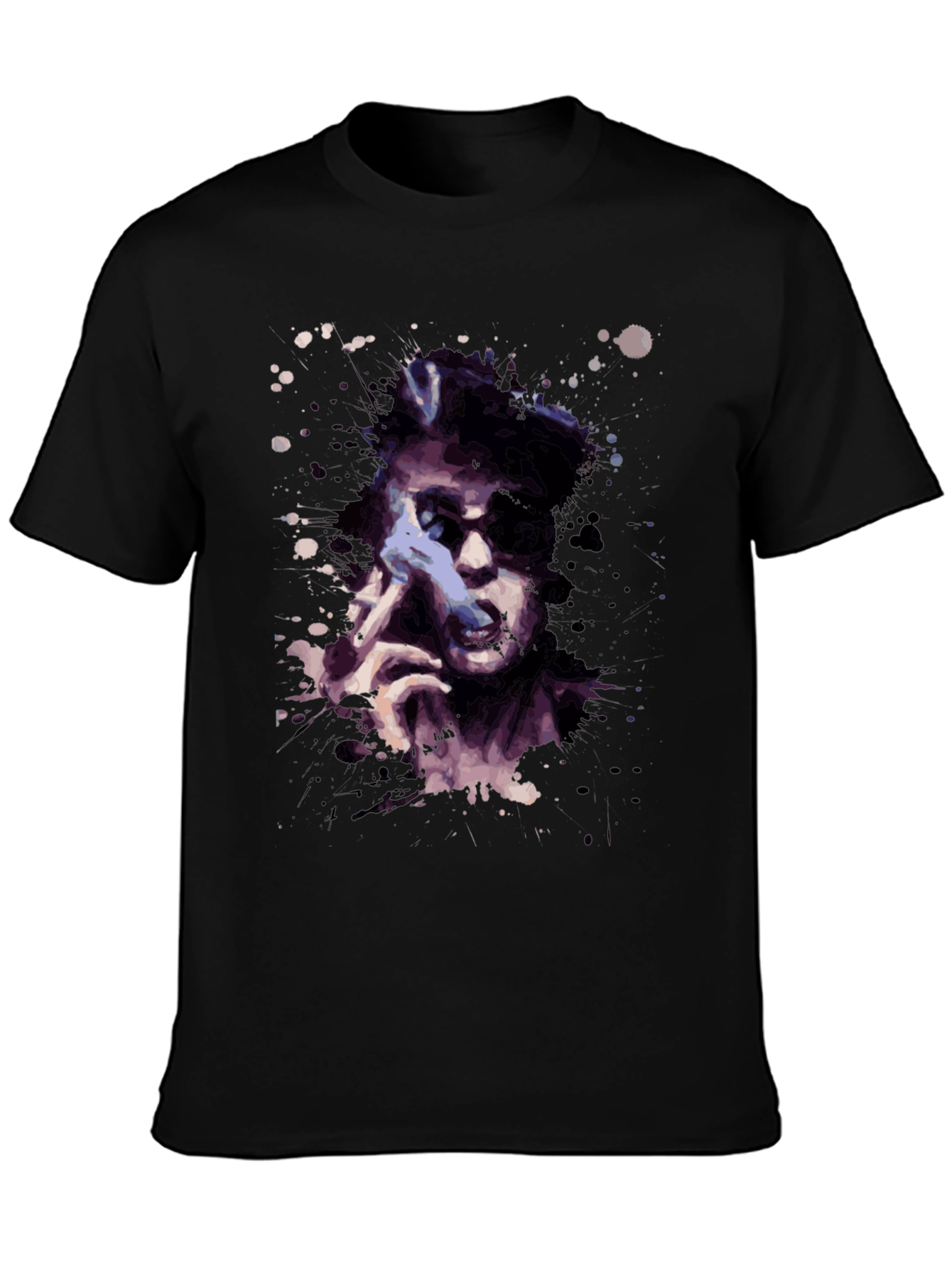 Abstract Portrait Graphic Tee - Black Casual Shirt