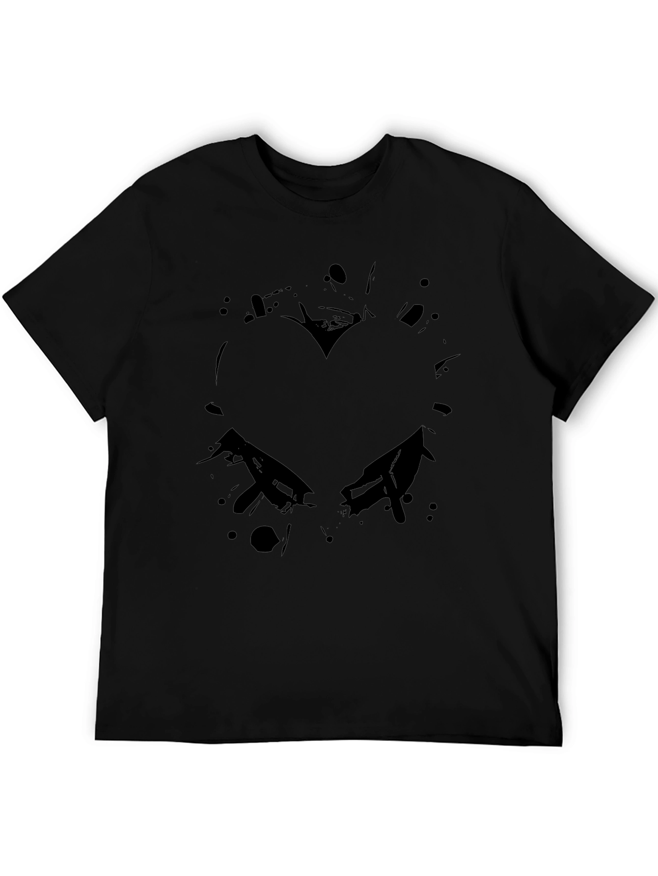 Abstract Heart Graphic Black T-Shirt