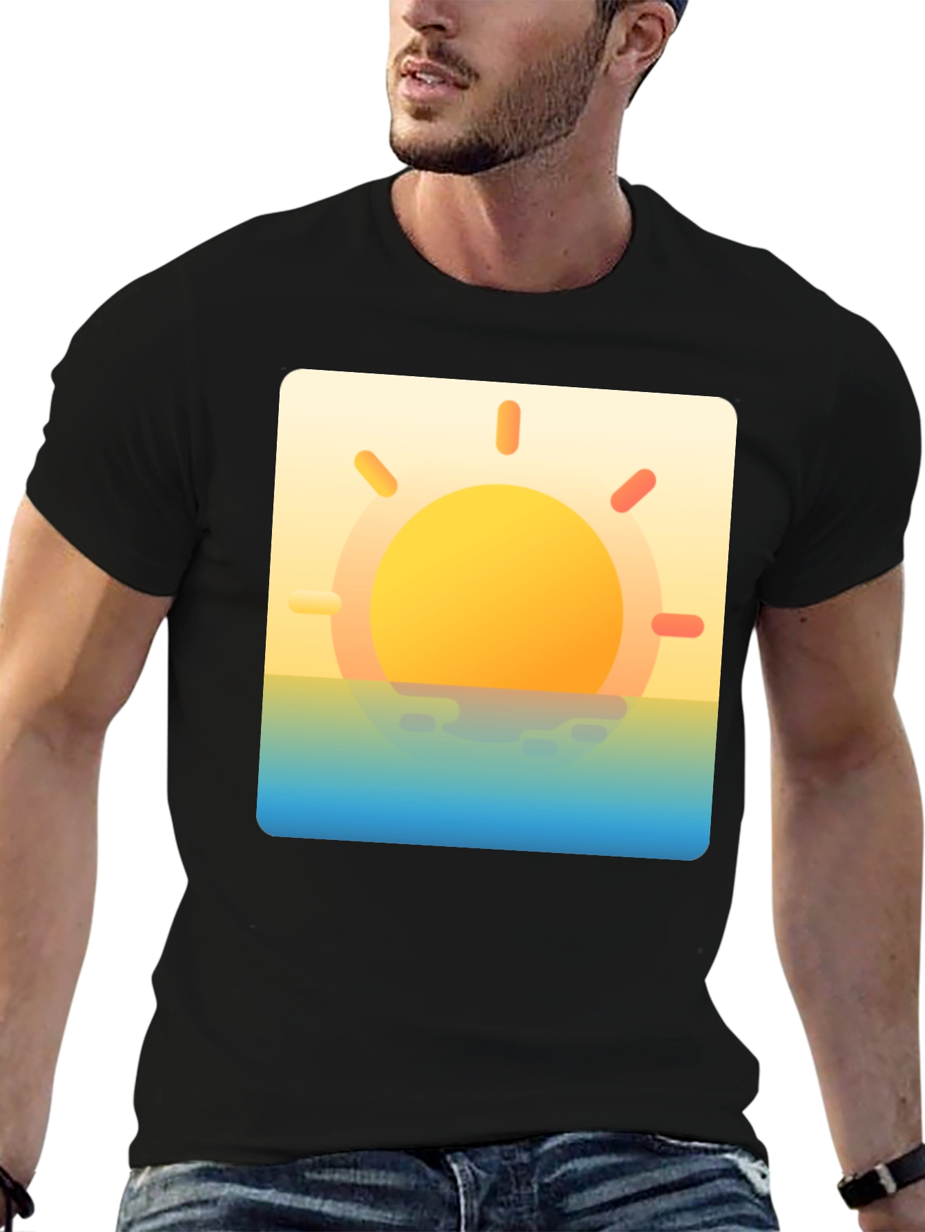 Sunset Graphic Tee - Black Casual T-Shirt