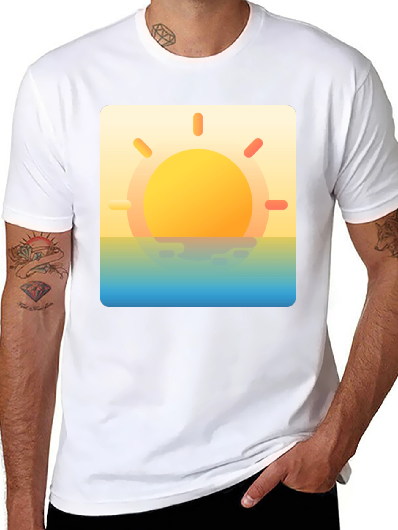 Sunset Graphic Tee - Black Casual T-Shirt